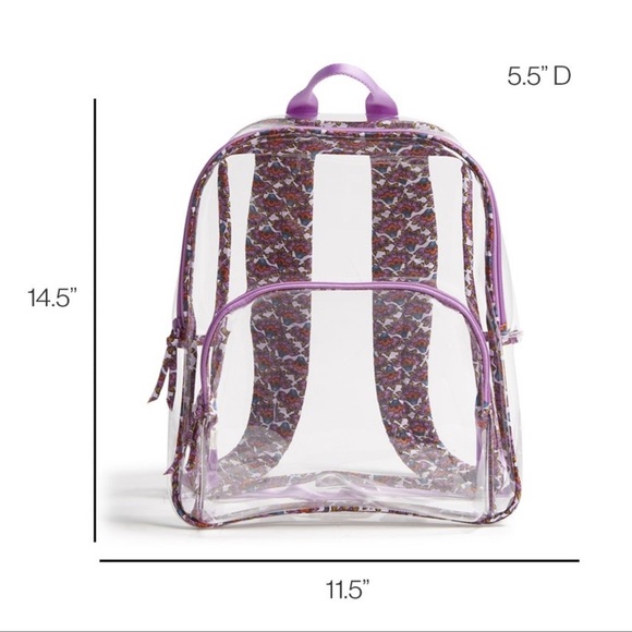 Transparent Backpack with Purple Floral Design - Picture 2 of 8